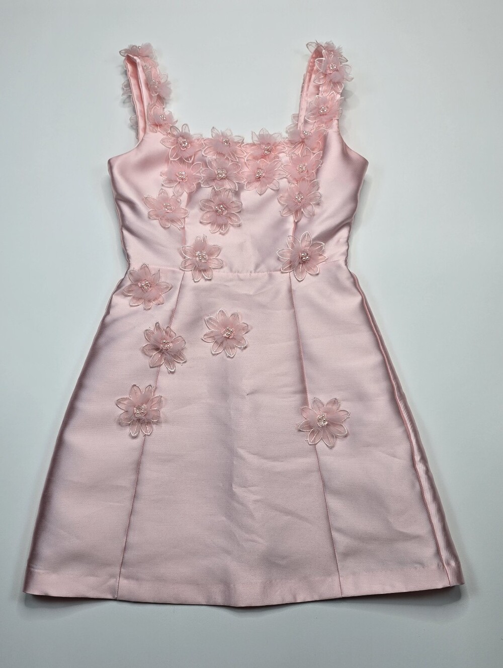 Elliatt x Revolve Elder Dress Blush Pink Satin 3D Floral Mini Dress Womens S